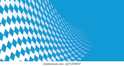 Patrón bávaro de Oktoberfest con bandera hombus azul y blanco de Bavaria Oktoberfest fondo a cuadros azul. Fondo de diamantes vectoriales con espacio de copia para texto.