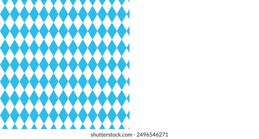 Bavarian Oktoberfest seamless pattern with blue and white rhombus Flag of Bavaria Oktoberfest blue checkered background Wallpaper Vector old diamonds background