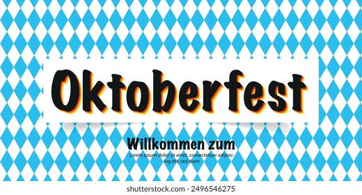 Bayerisches Oktoberfest nahtloses Muster mit blau-weißem Rhombus Flagge von Bayern Oktoberfest blau karierter Hintergrund Tapete Vektor alter Diamant Hintergrund