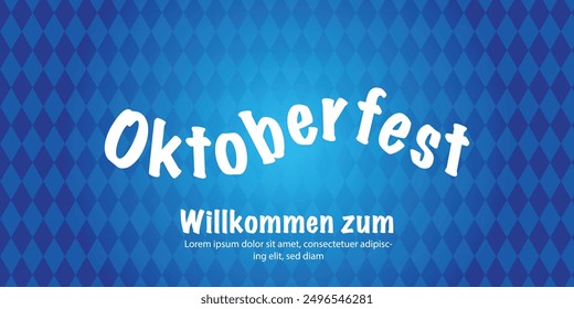 Bavarian Oktoberfest seamless pattern with blue and white rhombus Flag of Bavaria Oktoberfest blue checkered background Wallpaper Vector old diamonds background