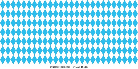 Bavarian Oktoberfest seamless pattern with blue and white rhombus Flag of Bavaria Oktoberfest blue checkered background Wallpaper Vector old diamonds background