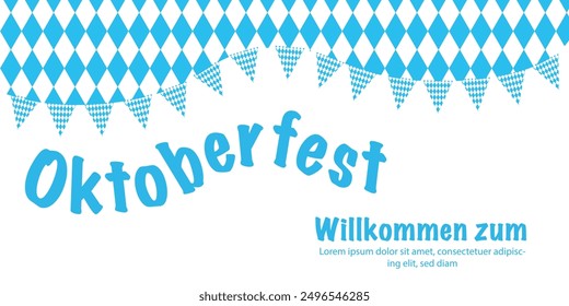 Bavarian Oktoberfest seamless pattern with blue and white rhombus Flag of Bavaria Oktoberfest blue checkered background Wallpaper Vector old diamonds background