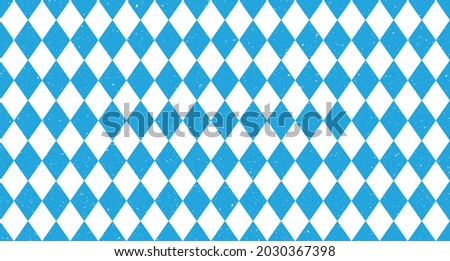 Bavarian Oktoberfest seamless pattern with blue and white rhombus Flag of Bavaria Oktoberfest blue checkered background Wallpaper Vector old diamonds background with cracks and dust