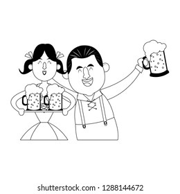 Bavarian people oktoberfest cartoon