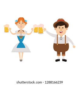 Bavarian people oktoberfest cartoon