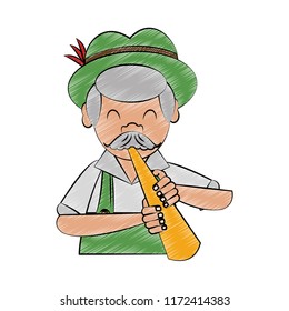 Bavarian playing trombone scribble
