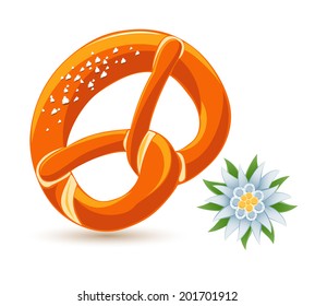 Bavarian pretzel and edelweiss