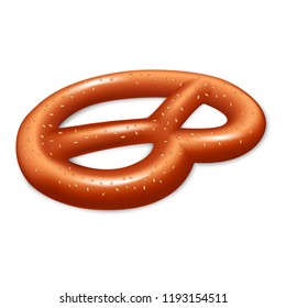 Bavarian pretzel icon. Realistic illustration of bavarian pretzel vector icon for web design isolated on white background