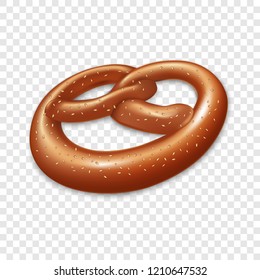 Bavarian pretzel icon. Realistic illustration of bavarian pretzel vector icon for web design on transparent background for web