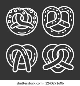 Bavarian pretzel icon set. Outline set of bavarian pretzel vector icons for web design isolated on gray background