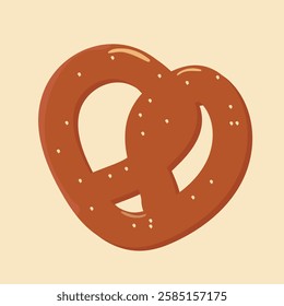 Bavarian pretzel isolated on pastel background. Vector illustration.