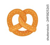 Bavarian pretzel isolated on white background. Vector illustration.