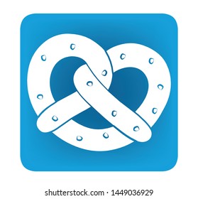 Bavarian pretzel. Oktoberfest. Icon in simple style. Isolated on white background.