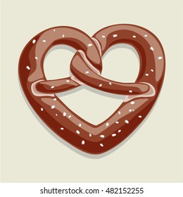 Bavarian Pretzel shaped as heart with salt. This so called Brezn is a typical bread like food served on the famous German Beerfest also known as Oktoberfest.