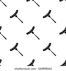 Bavarian sausage icon in black style isolated on white background. Oktoberfest pattern stock vector illustration.