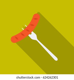 Bavarian sausage icon in flat style isolated on white background. Oktoberfest symbol stock vector illustration.