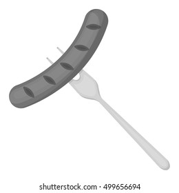 Bavarian sausage icon in monochrome style isolated on white background. Oktoberfest symbol stock vector illustration.