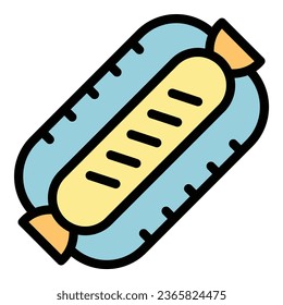 Bavarian sausage icon outline vector. Germany food. Beer cup color flat