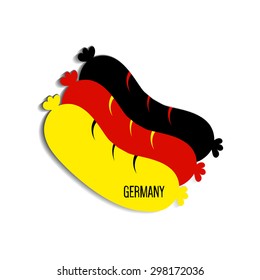 Bavarian sausages. German sausages. National German food. Flag of Germany. Sausage vector