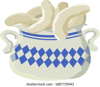 Bavarian sausages in a saucepan. Vector illustration