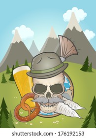 bavarian skull with idyllic background