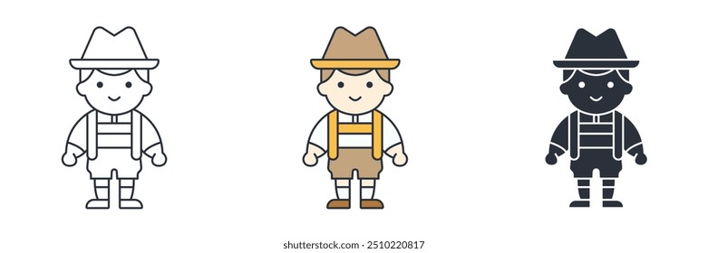 Bavarian Yodeler, Traditional costumes of Bavaria icon symbol vector illustration isolated on white background