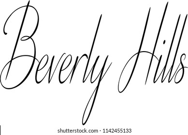 Baverly Hills. California text sign illustration on white backgraound