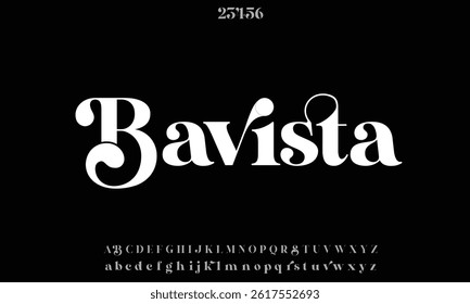 Bavista_Soulare vector font alphabet with numbers