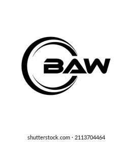 BAW letter logo design with white background in illustrator, vector logo modern alphabet font overlap style. calligraphy designs for logo, Poster, Invitation, etc.
