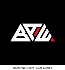 BAW triangle letter logo design with triangle shape. BAW triangle logo design monogram. BAW triangle vector logo template with red color. BAW triangular logo Simple, Elegant, and Luxurious design
