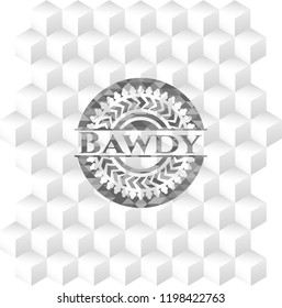 Bawdy grey emblem with cube white background