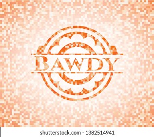 Bawdy orange mosaic emblem with background