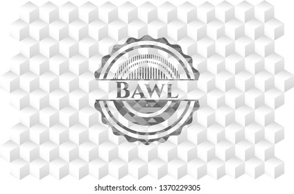 Bawl grey badge with geometric cube white background