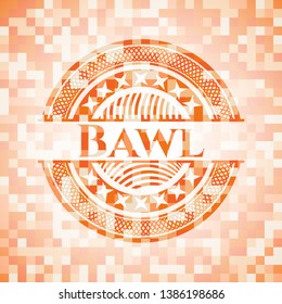 Bawl orange mosaic emblem with background