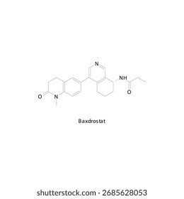 Baxdrostat molecular structure, selective aldosterone synthase inhibitor for resistant hypertension therapy, clean scientific vector diagram, flat skeletal chemical formula isolated 