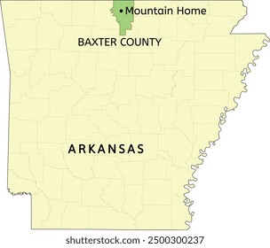 Baxter County and city of Mountain Home location on Arkansas state map