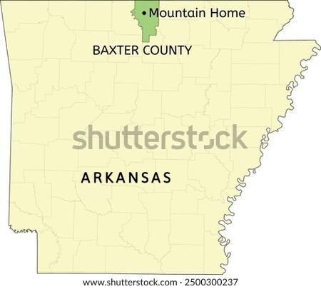 Baxter County and city of Mountain Home location on Arkansas state map