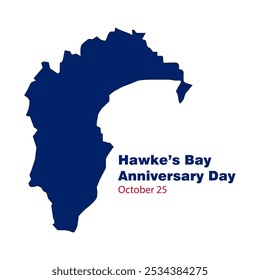 Hawke’s Bay Anniversary Day. October 25. Map of Hawke’s Bay, New Zealand.