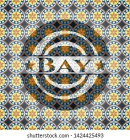 Bay arabic badge background. Arabesque decoration.