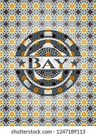 Bay arabic emblem background. Arabesque decoration.