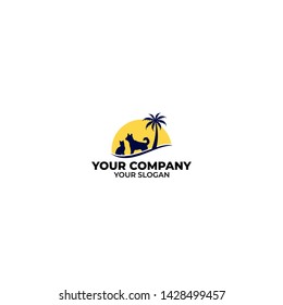 Bay Beach Veterinary Logo Design Vector