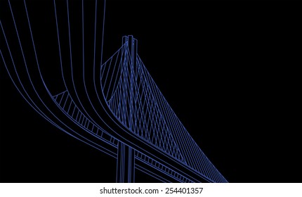 Bay bridge vector on black background