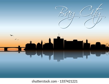 Bay City skyline - Michigan, United States of America, USA - vector illustration