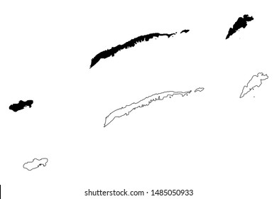 Bay Islands Department (Republic of Honduras, Departments of Honduras) map vector illustration, scribble sketch Roatan, Guanaja and Utila (Islas de la Bahia) map