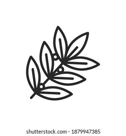 Bay leaf black line icon. Spices product. Vector illustration