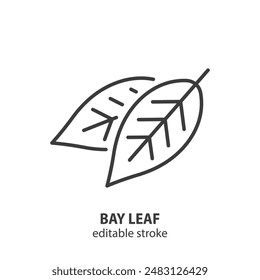 Bay leaf line icon. Spice vector illustration. Editable stroke.