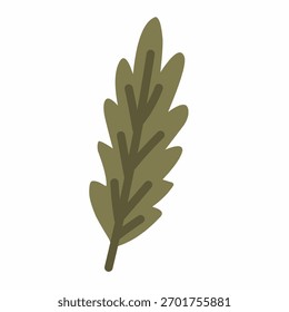 Bay leaf sprig in cozy flat hand-drawn style for cooking and herbal designs.