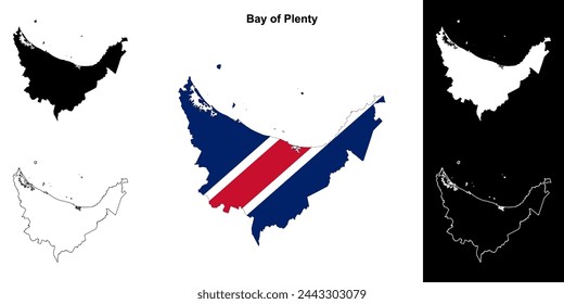 Bay of Plenty blank outline map set