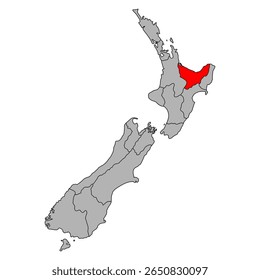 Bay of Plenty of New zealand map shape, viajar web flat conceito ícone vetor ilustração .