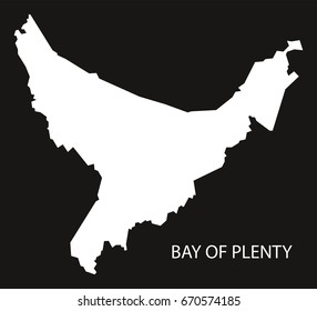 Bay of Plenty New Zealand map black inverted silhouette illustration